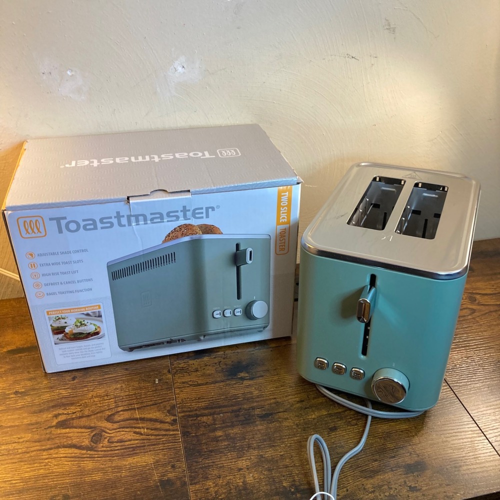 Toastmaster 2 Slice Toaster Sage Green Extra Wide Slots TM-266TSGR